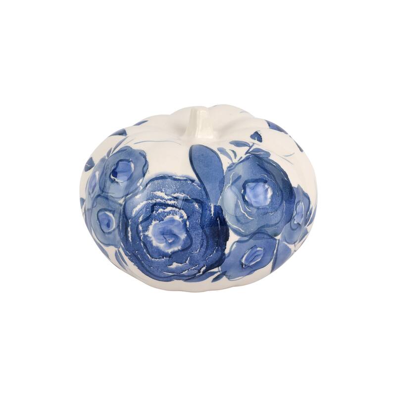 viva by VIETRI Blue Camellia Small Figural Pumpkin
