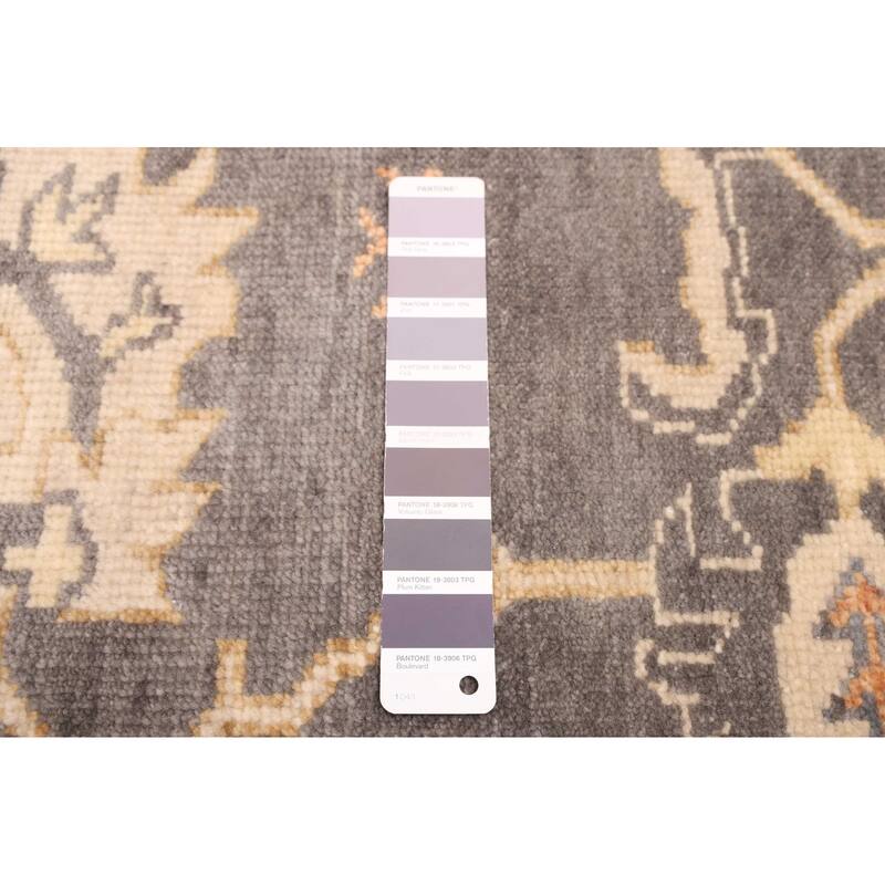 ECARPETGALLERY Hand-knotted Modern Oushak Dark Grey Wool Rug - 8'1 x 9'11