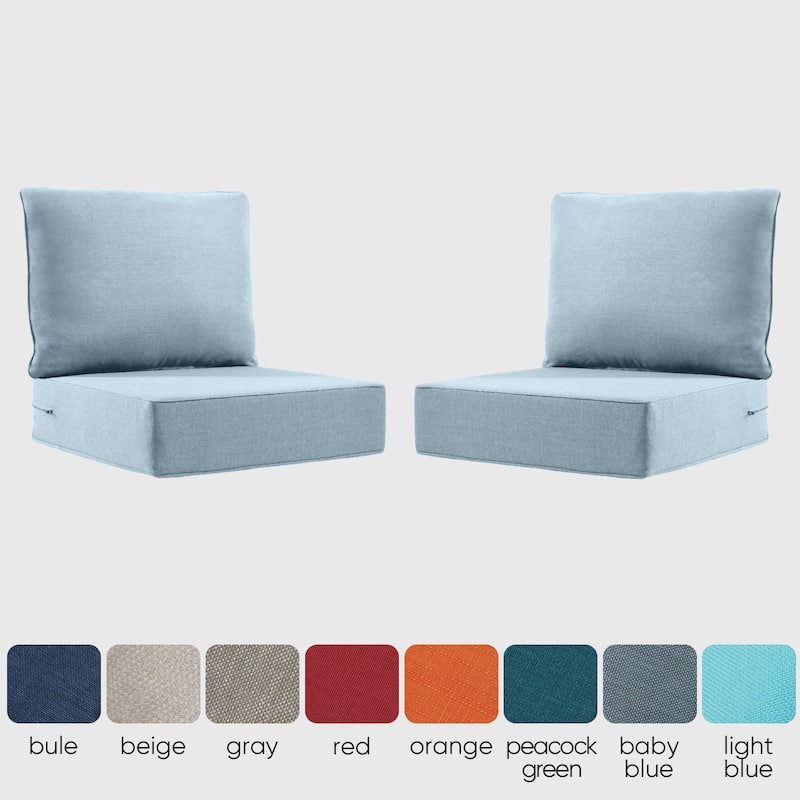 2 Pairs 6 Inch Seat & Back Cushion - Baby Blue - 6 Inch - Baby Blue - 6 Inch