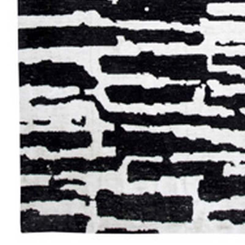 Shaw 8 x 10 Large Area Rug, Modern Abstract Design, Black Ivory Polyester - 8 x 10