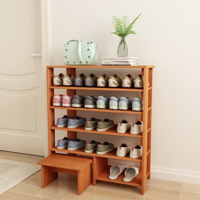 HELLO LAURA Modern Espresso Finish MDF Wood Storage Shoe 3 Shelves Storage Rack