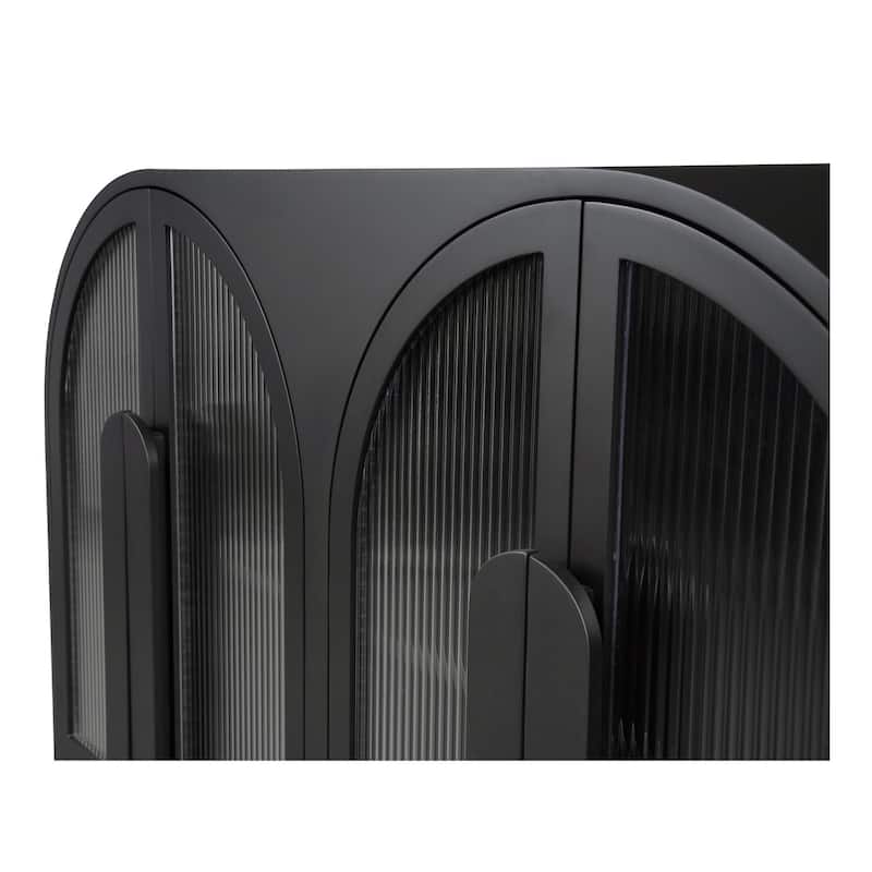 NADAAL STUDIOS Theron, Sideboard With Tempered Reed Glass Doors - 79"W x18"D x34"H