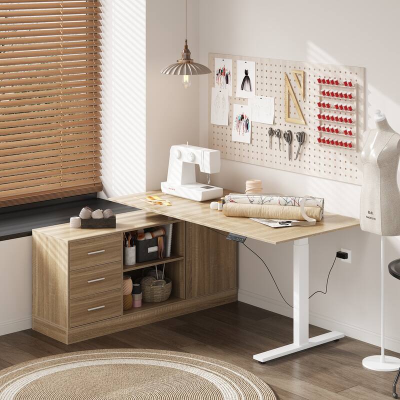 Super-Sized Standing Desk with Electric Lift - 63"x31.5"PC Desktop Electric Height Adjustable Standing Desk