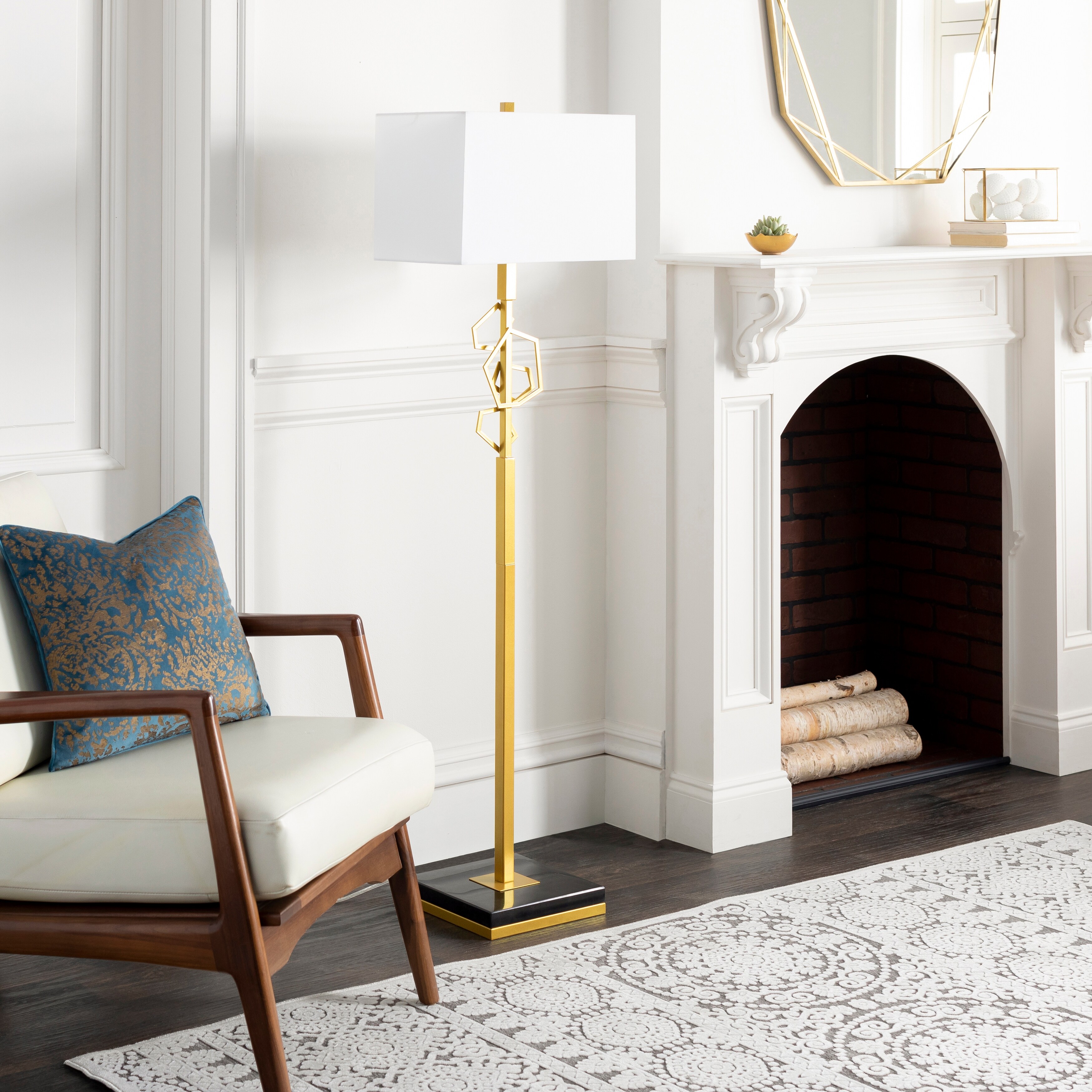 gold geometric floor lamp
