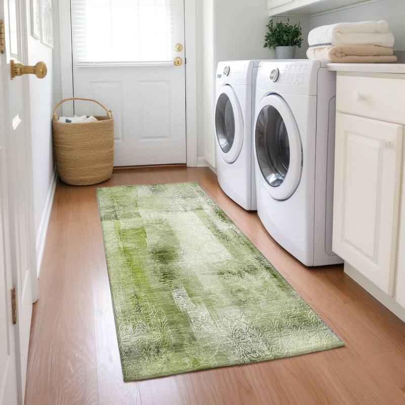 Machine Washable Indoor/ Outdoor Modern Imprints Chantille Rug