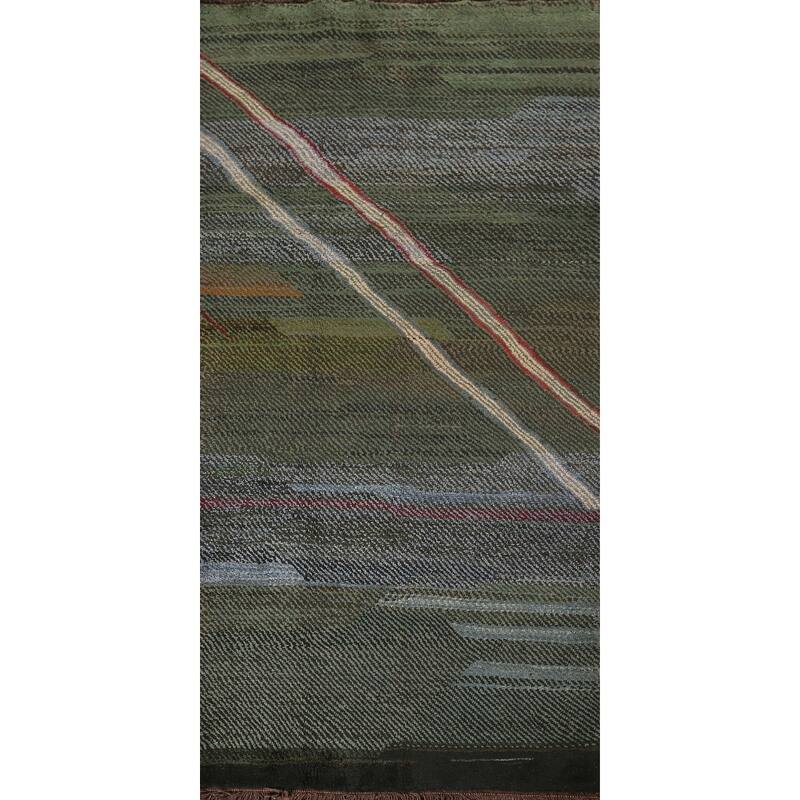 Green Gabbeh Persian Area Rug Handmade Wool Carpet - 4'7"x 10'0"