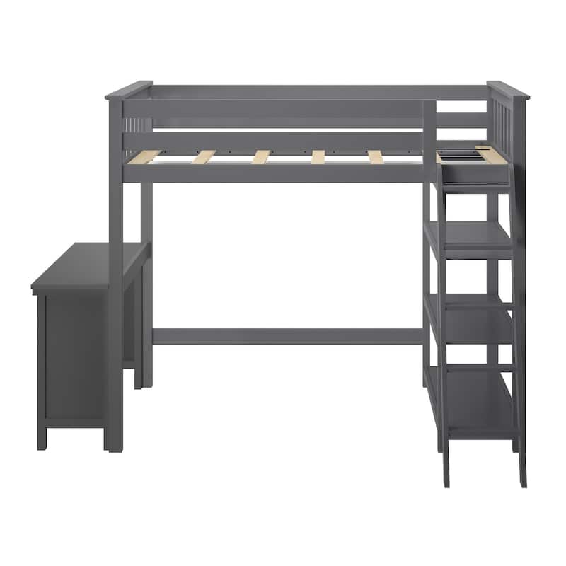 Max and Lily Twin High Loft Bed with Bookcase and Desk
