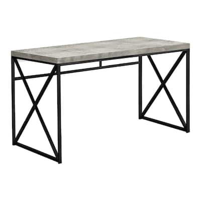 Computer Desk, Home Office, Laptop, Work, Grey Laminate, Black Metal, Contemporary