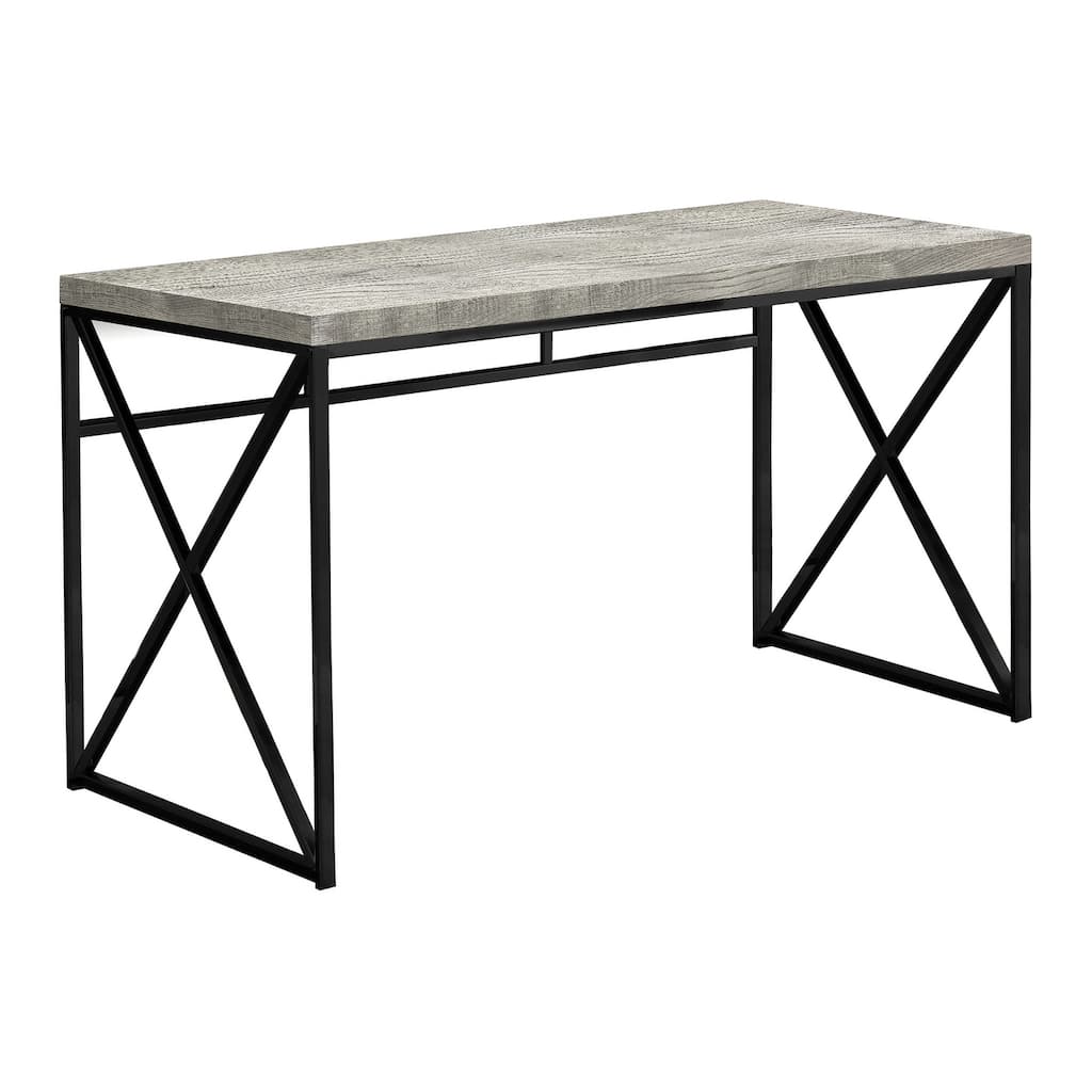 Computer Desk, Home Office, Laptop, Work, Grey Laminate, Black Metal, Contemporary