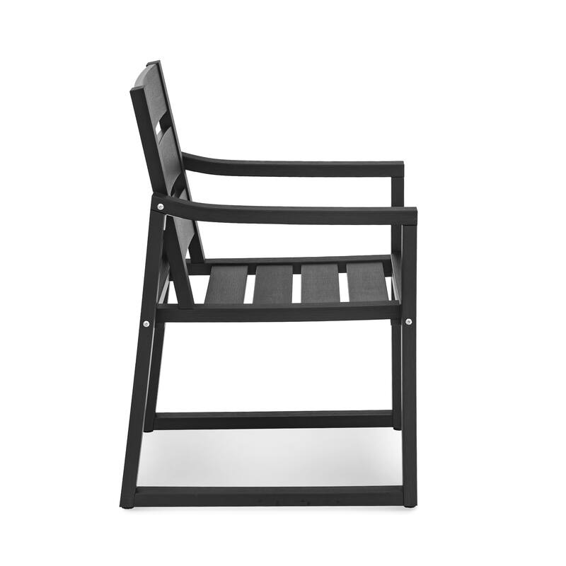 5-Piece HDPS Rectangular Patio Dining Set with Slatted Table Top and outdoor Armchairs - 23.6"D x 24.6"W x 34.6"H
