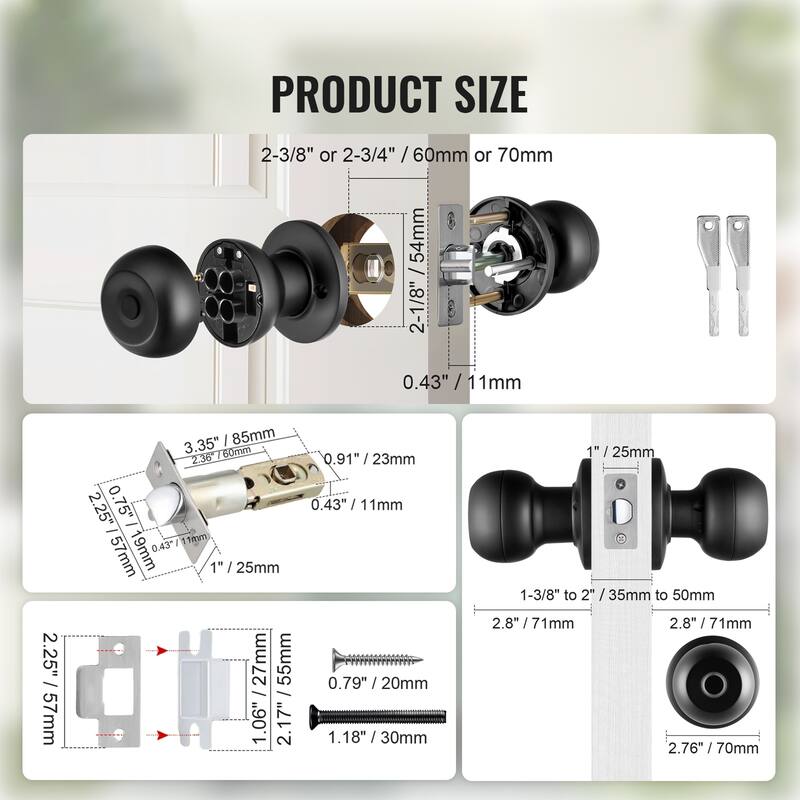 Smart Door Knob for Home Bedrooms, Cloakroom, Hotels, Apartments Offices - Spherical handle type