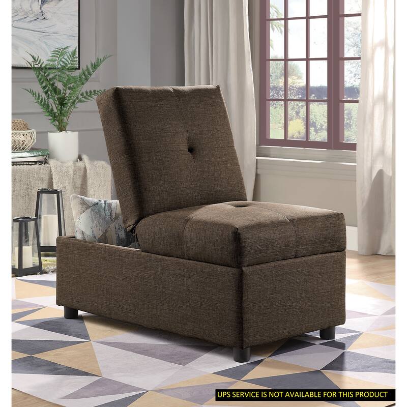 1pc Storage Ottoman Convertible Chair Fabric Upholstered Living Room