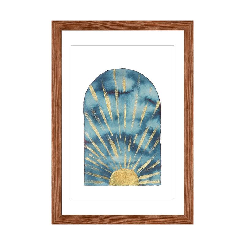 iCanvas "Navy and gold boho sunrise" by Whales Way - Walnut - 24x16x1