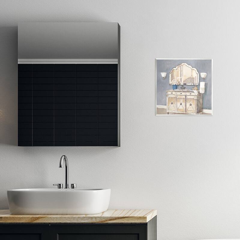 Stupell Traditional Bathroom Sink & Mirror Wall Plaque Art Design By Charlene Olson