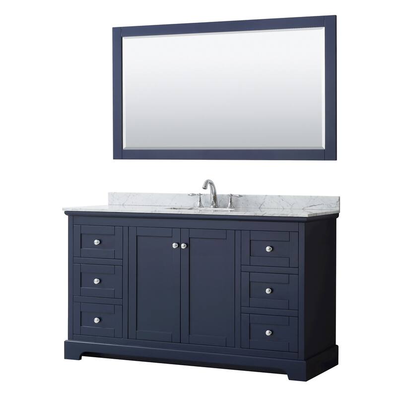 Wyndham Collection Avery 60" Free Standing Single Basin Vanity Set - Dark Blue / Polished Chrome Hardware - Painted