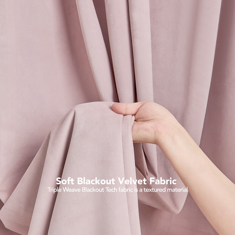 Deconovo Velvet Blackout Curtains, 2 Panels, Thermal Insulated
