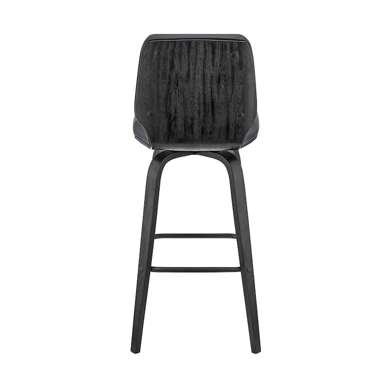 Faux Leather Swivel Bar Chair with Iron Frame and Round Seat