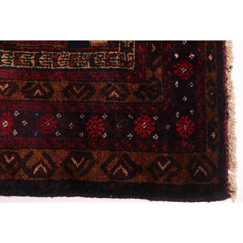 ECARPETGALLERY Hand-knotted Teimani Dark Burgundy Wool Rug - 3'7 x 6'2