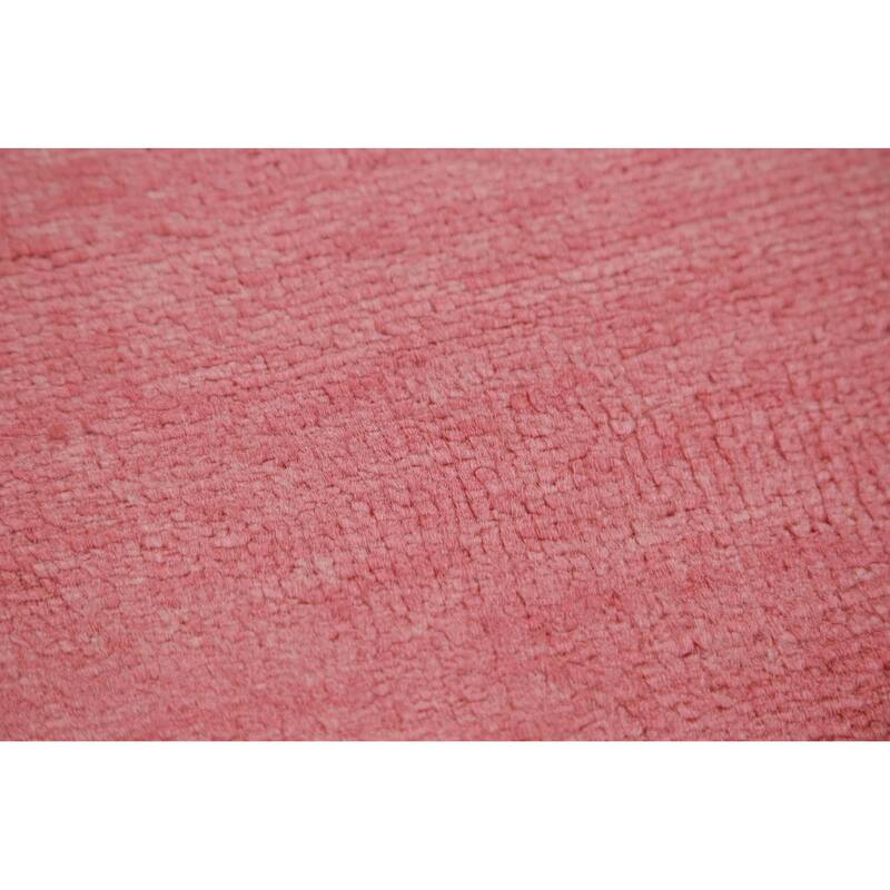 Hand Knotted Oriental 100% Wool Carpet Modern Solid Pink Gabbeh Area Rug - 9' 2'' X 6' 2''