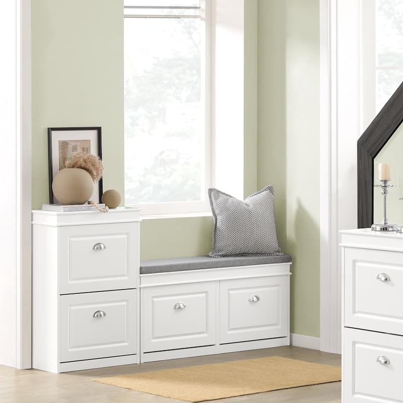 SoBuy FSR78-W, White 2 Drawers Shoe Cabinet Shoe Rack Shoe Storage