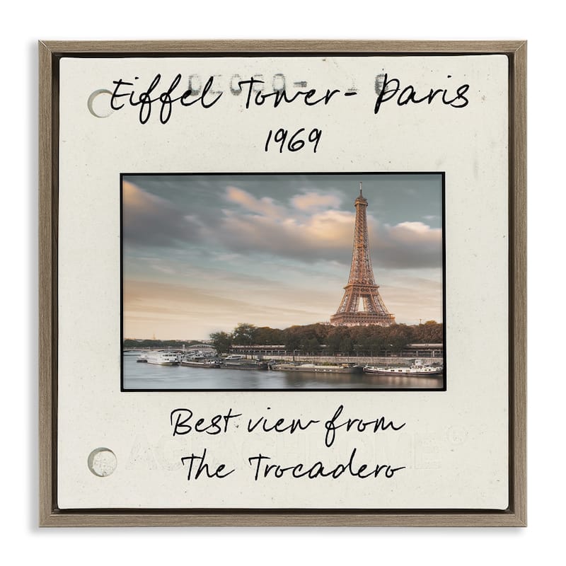 Stupell Vintage Travel Eiffel Tower Framed Floater Canvas Wall Art Design By Danita Delimont - 18 x 18 - Brown