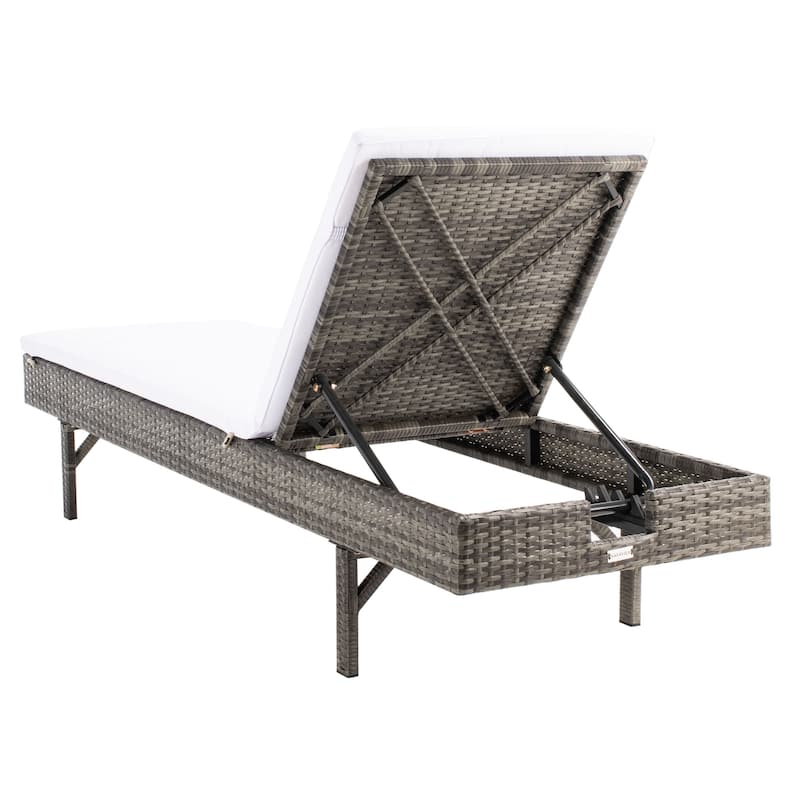 SAFAVIEH Outdoor Sanaa Sun Lounger with Cushion - 25Wx77Dx41H