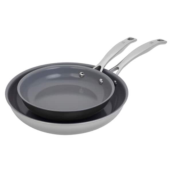 slide 2 of 7, Henckels Clad H3 2-pc Stainless Steel Ceramic Nonstick 8-in & 10-in Fry Pan Set Stainless Steel - 2 Piece - 2-pc