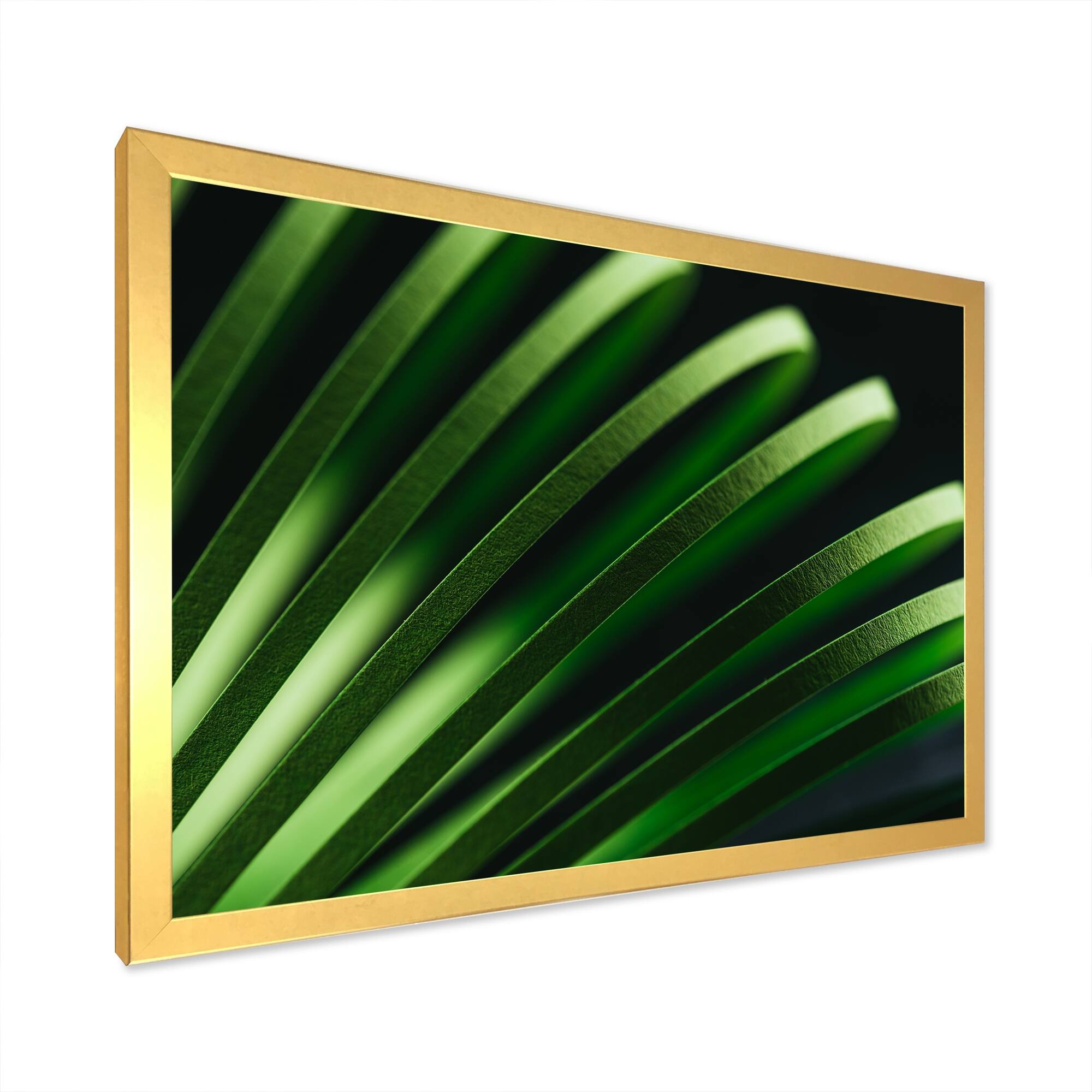 Designart "Close Up Green Quilling Striped" Modern Framed Wall Decor