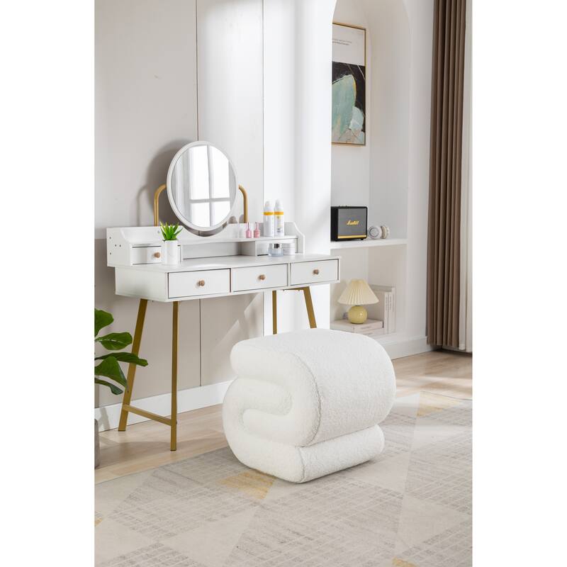 Sshape Velvet Fabric Ottoman Makeup Stool Footstool,