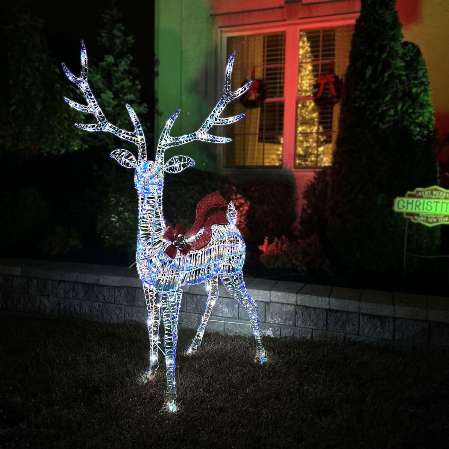 Fraser Hill Farm 6-Ft. Prelit Iridescent Reindeer Decoration with