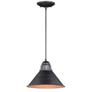 Farmhouse Pendant Light - 1-Light Barn Dome Fixture - Indoor Outdoor Ceiling Light - Aged Black Finish - 106.5