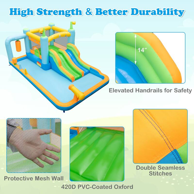 Costway Inflatable Water Slide Giant Kids Bounce House Park Splash - as pic shows - See Details