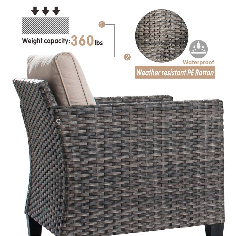 OVIOS Outdoor Patio Wicker Conversation Chairs Set