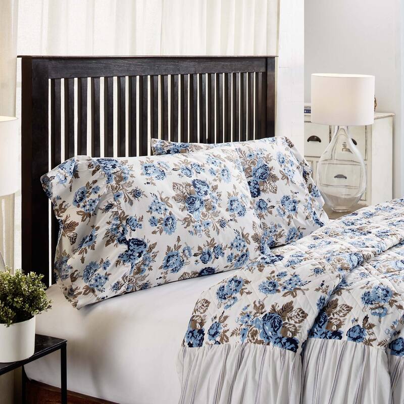 Annie Floral Pillow Case Set - Standard - Blue