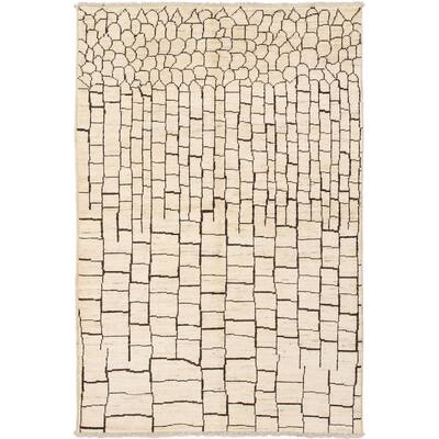 ECARPETGALLERY Hand-knotted Tangier Cream Wool Rug - 6'0 x 9'1