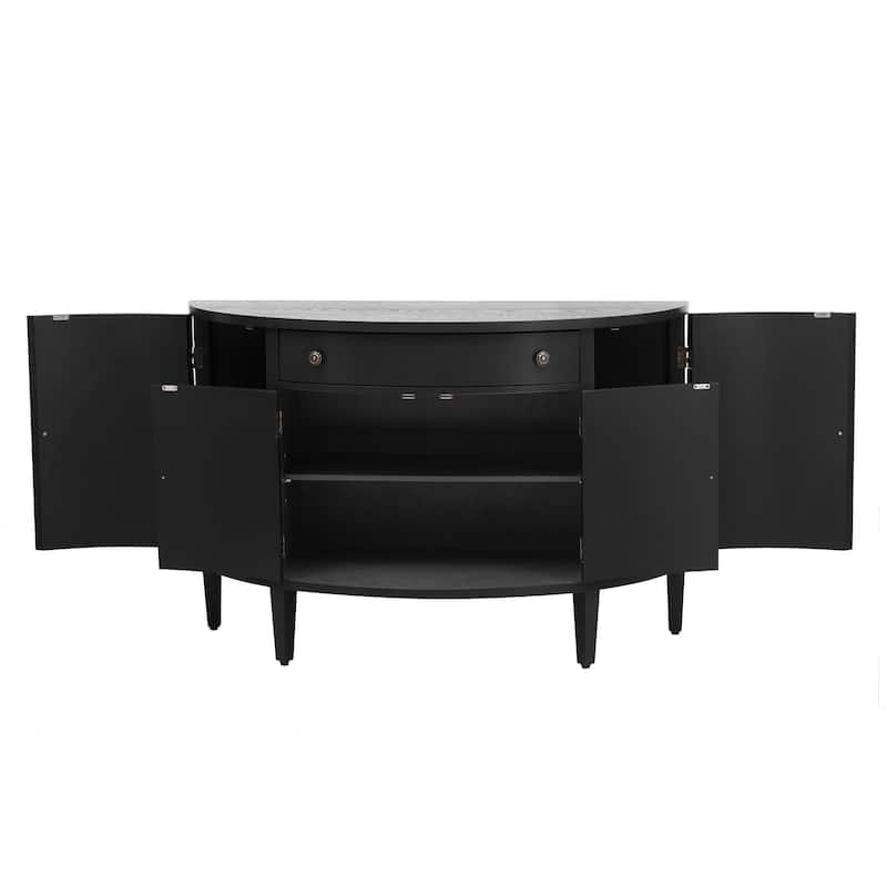 Curved Design Storage Cabinet made of Fraxinus Mandschuric Solid Wood Veneer, Adjustable Shelves