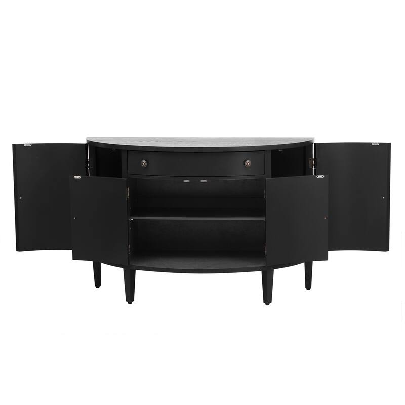 Curved Design Storage Cabinet with Adjustable Shelves and Drawer