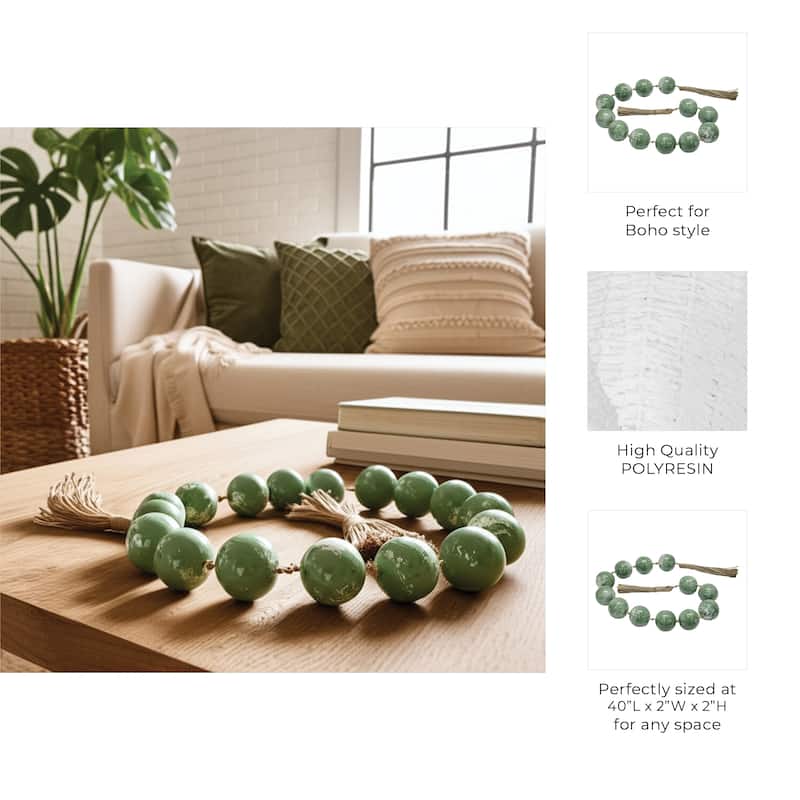 Resin Modern Decorative Beads with Jute Detailing and Textured Accents