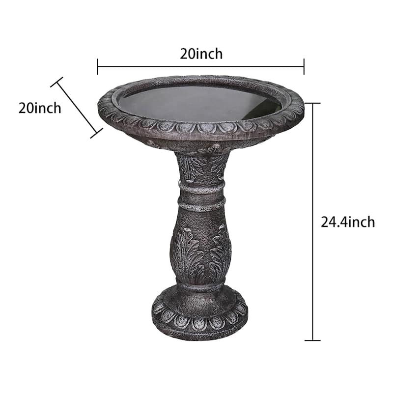 24.4 Inch H Outdoor Bird Bath - Concrete Large Bird Bath for Garden