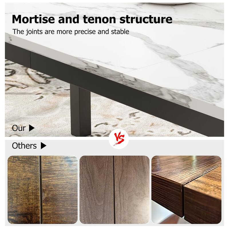 Industrial Dining Table for 6-8 People, with Metal Legs