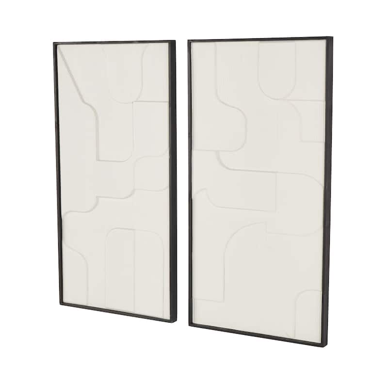 Wood Geometric Home Wall Decor with Black Frame - Set of 2 White - Roche River Decor