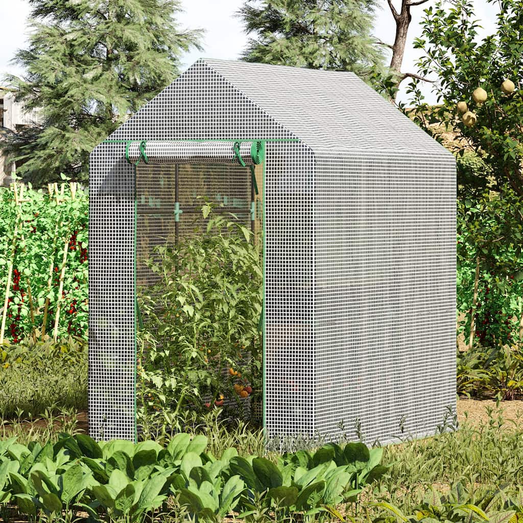 Outsunny 47" x 73"x 75" Walk-in Greenhouse Outdoor Portable Plant Flower Growth Warm House Garden Tunnel Shed White