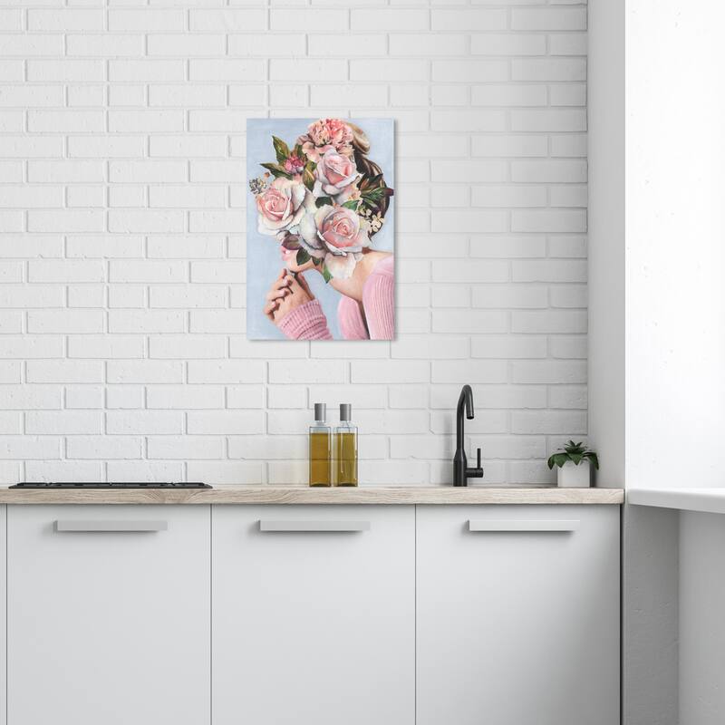 Wynwood Studio Canvas Floral and Botanical Pretty Roses Pink and Pastel Pink Glam Wall Art Canvas Print - Pink, Gray - 24 x 16