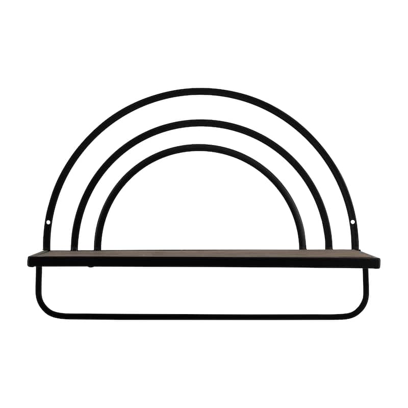 Set of 2 Metal and Wood Rainbow Shaped Shelves Floating Shelves, Mounted Shelves For Storage - 17" x 7" x 20" - 17" x 7" x 20"