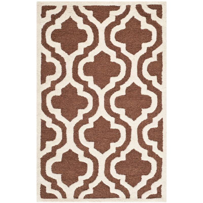SAFAVIEH Handmade Cambridge Allana Modern Moroccan Wool Rug - 2' x 3' - Dark Brown/Ivory