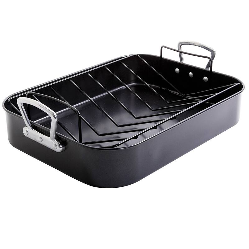 2 Piece Roasting Pan With Rack in Charcoal - Grey