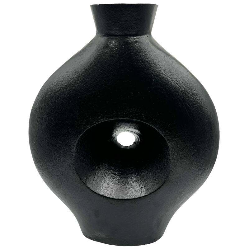 18 Inch Tall Decorative Handmade Aluminum Bottle Flower Vase - Black