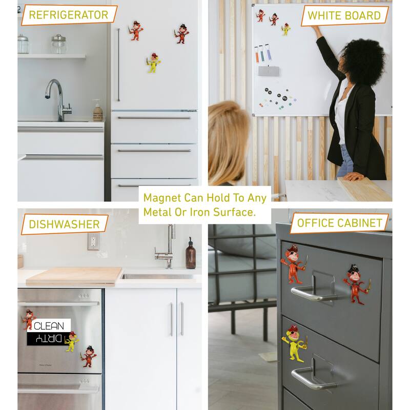 CoTa Global Monkey Pirate Refrigerator Bobble Magnets - Set of 3 - 5.6 x 3.75 x 1.6 inches