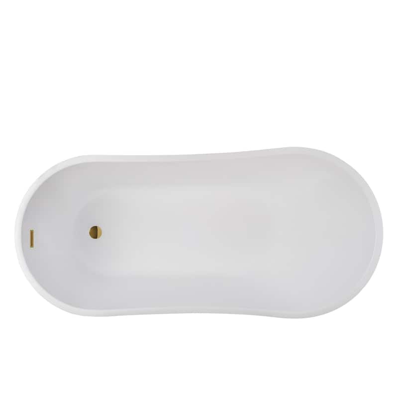 Vanity Art 59-Inch Acrylic Freestanding Soaking Bathtub with Overflow & Pop-up Drain - 59"