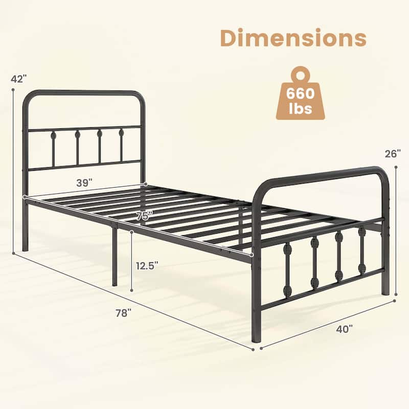 Costway Full/Queen/King Size Bed Frame with Headboard Under Bed